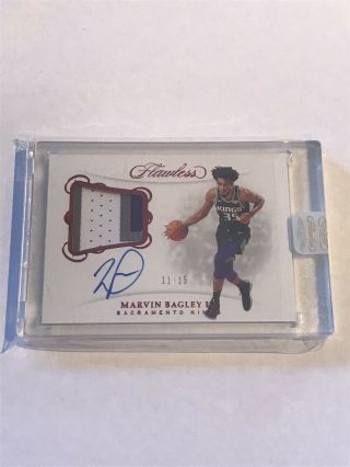 2018 - 19 Panini Flawless Marvin Bagley RPA RC Patch Auto /15 2