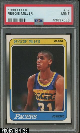 1988 Fleer Basketball 57 Reggie Miller Indiana Pacers Rc Rookie Hof Psa 9