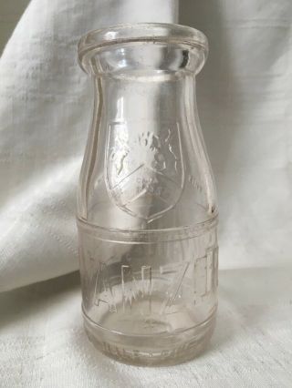 Vintage Half Pint Milk Bottle Wanzer Dairy Chicago Illinois 1927
