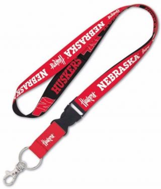 Nebraska Huskers 1 " Black & Red Lanyard Id Badge Holder W/breakaway Clip -
