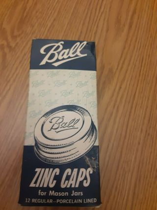 Box Of 12 Vintage Ball Mason Regular Mouth Zinc Canning Jar Lids