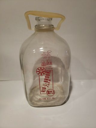 Rib - L - Brook Farm - Rare One Gallon Milk Bottle - Telford,  Pa