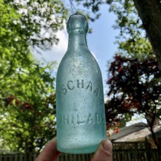 Early Pony Blob Soda Bottle C Schaal Philadelphia Pa Aqua 1870s Dug