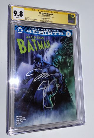 Signed 2x Jim Lee Scott Snyder CGC SS 9.  8 All Star Batman 8 FanExpo Joker Batman 2