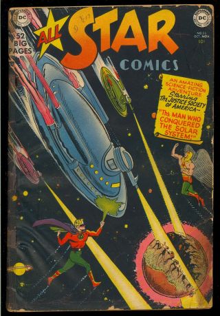 All Star Comics 55 (color Touch) Wonder Woman Dc Comic 1950 App.  Fr - Gd