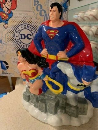 Dc Comics Heroes Superman,  Batman,  Wonder Woman Ceramic Cookie Jar