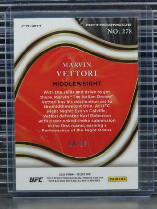 2021 Select UFC Marvin Vettori Octagonside Gold Prizm Rookie Card RC 8/10 V690 2