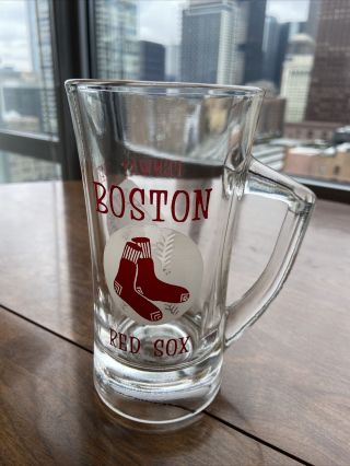 Boston Red Sox Clear Glass Beer Mug Fenway Park Vintage With D Handle Cup