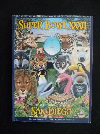 Bowl Xxxii Official Game Program Broncos Vs Packers January 1998 San Diego