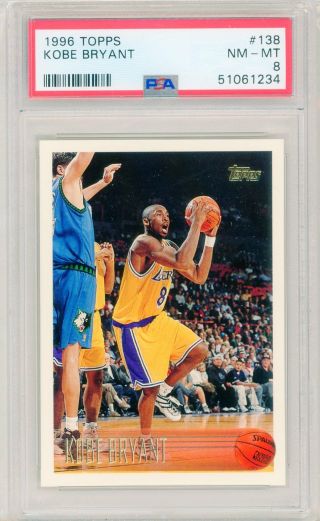 1996 Topps 138 Kobe Bryant Rookie Card Psa 8 Nm - Mt