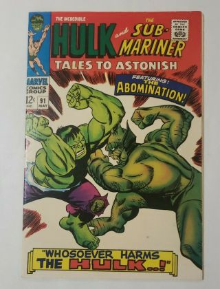 Tales To Astonish 91 (marvel,  1967) 2nd App Abomination (1st Cover) Shangchi Mcu F/vf