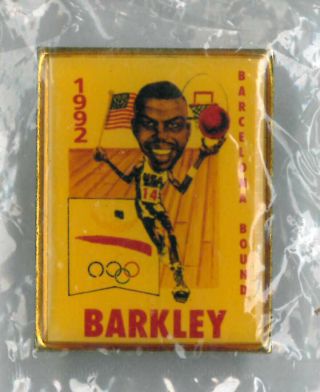 Olympic Basketball Pin - Charles Barkley Dream Team Usa - Barcelona 1992 Badge