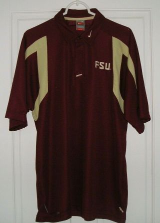 Nike (fsu) Mens Sz (m) Florida State Seminoles Fit Dry Ncaa Golf/polo Ss Shirt