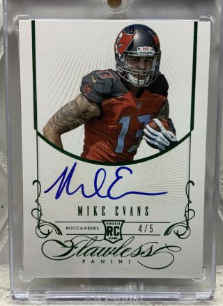 2014 Panini Flawless Mike Evans Auto Rookie Rc Green /5