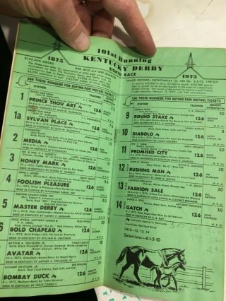 1975 Kentucky Derby Program Horse Racing 2