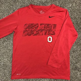 Boy’s Red Ohio State Buckeys Nike Dri - Fit Long Sleeve Shirt Size Medium