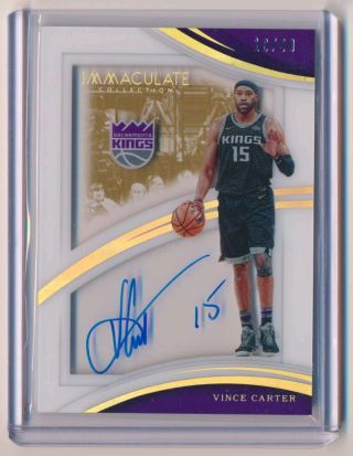 2018 - 19 Panini Immaculate Shadowbox Signatures Vince Carter Auto /49