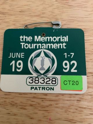 Vintage 1992 The Memorial Pga Golf Tournament Badge