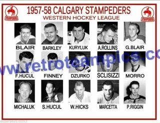 1957 - 58 Whl Calgary Stampeders Headshots Hockey Team Photo