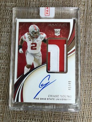 2020 Immaculate Chase Young 2clr Patch Rookie Auto Rpa 40/49 Redskins Ohio State