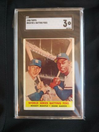 1958 Topps W.  S.  Batting Foes Mantle Aaron Sgc 3 Just Graded Not Psa Look