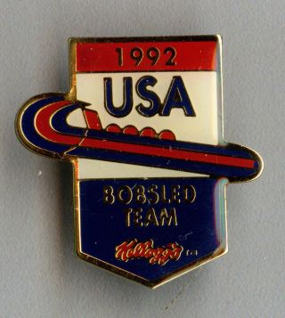 Rare Official Olympic Usa Bobsled Team Pin Badge Albertville 1992
