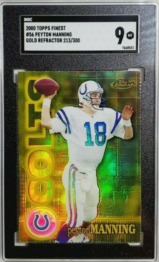 2000 Topps Finest 56 Peyton Manning Gold Refractor Diecut /300 Sgc 9 Colts