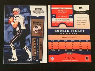 Tom Brady 2000 Playoff Contenders Rookie Ticket Rookie Rc Football Card 144