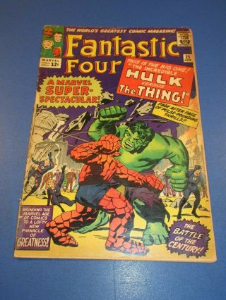 Fantastic Four 25 Silver Age Classic Hulk Vs Thing Avengers Lower Grade