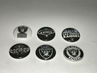 1 " Set Of 6 Las Vegas Raiders Badge Button Pins Pinback Oakland [p19]