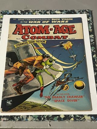 Atom - Aged Combat 5 1953 St John Comic Scifi Ufo Alien Cover Golden Age Vg