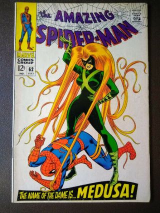 The Spider - Man 62 July 1968 F/vf Medusa Rare Vintage
