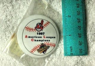 Vtg 1997 Cleveland Indians Chief Wahoo World Series American League Champ Button