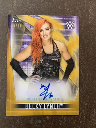2019 Wwe Topps Becky Lynch Autographed Card 08/10 Rare