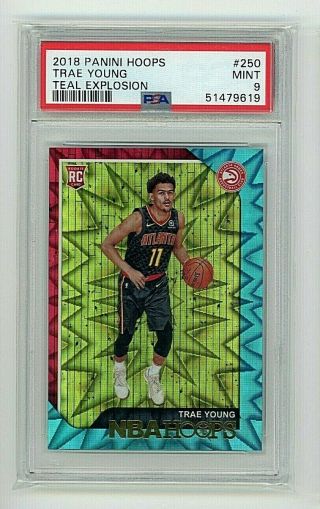 2018 Panini Hoops Trae Young Rc Teal Explosion Refractor Psa 9 Rookie Sp