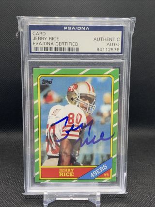 1986 Topps Jerry Rice Rc Rookie Card 161 Signed Psa/dna Not A Reprint