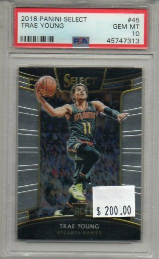 Trae Young 2018 - 19 Panini Select Rookie 45 Hawks Psa 10 Rc
