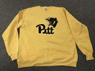 Vintage University Of Pittsburgh Pitt Panthers Hoodie Sweatshirt Size Xl 80s