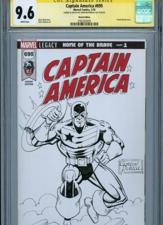 Us Agent Sketch Cover By Gordon Purcell Cgc Ss 9.  6 Marvel Captain America