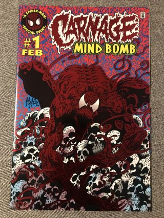Carnage: Mind Bomb 1 (1996) Key 1st Solo Title,  Origin,  Red Holo Cover