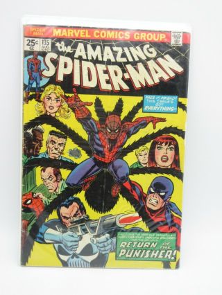 Marvel Spider - Man 135 (1974) 3.  5 (vg -) 2nd Appearance Of The Punisher