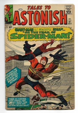 Tales To Astonish 57 (1964 Marvel) Gd/vg Early Spider - Man App.  Silver Age Key