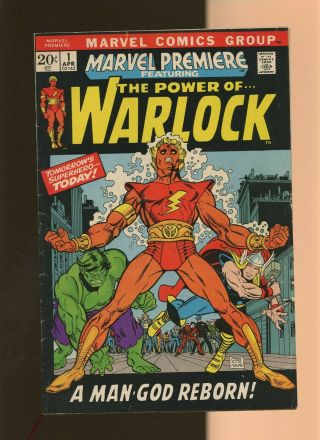 Marvel Premiere 1 Vg,  4.  5 1 Book 1st Him As Warlock Roy Thomas & Gil Kane
