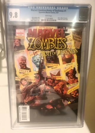 Marvel Zombies / Army Of Darkness 1 Cgc 9.  8 Ash Vs Marvel Zombies White Pages